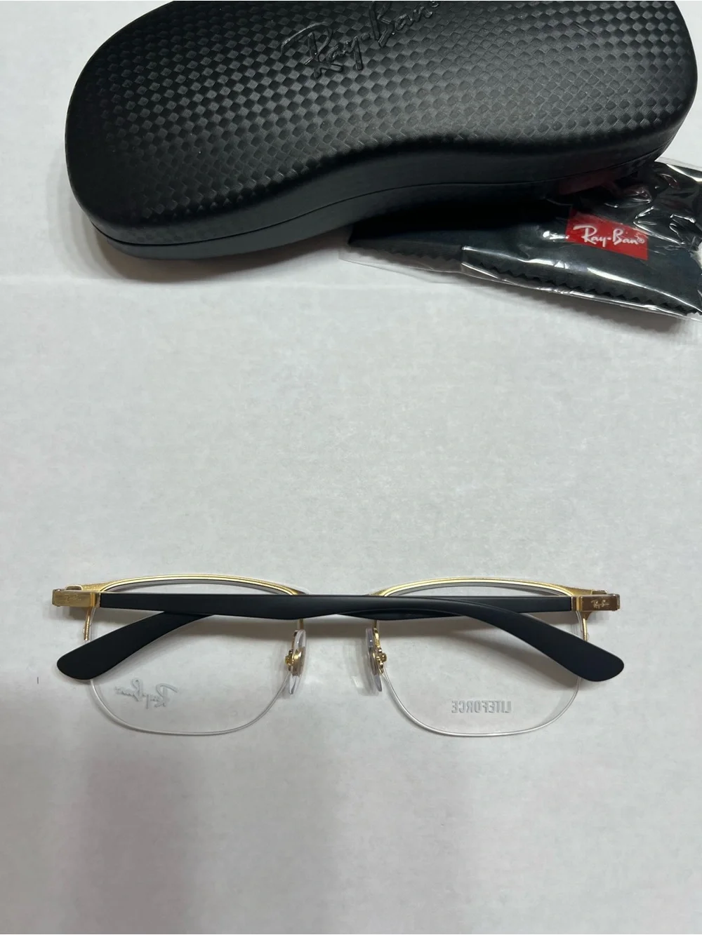 Ray-Ban 6513 Liteforce Semi-Rimless Glasses in Black and Gold - Picture 2 of 5